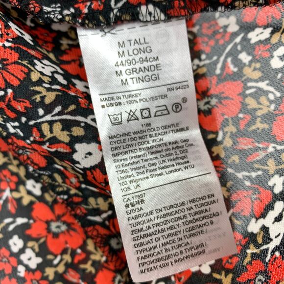 Banana Republic Long Sleeve High Neck Blouse Womens Size M Tall Red Floral Print - Picture 6 of 7